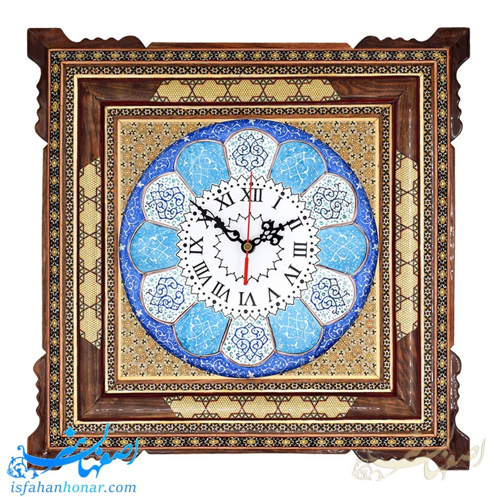 ساعت میناکاری با قاب خاتم کاری