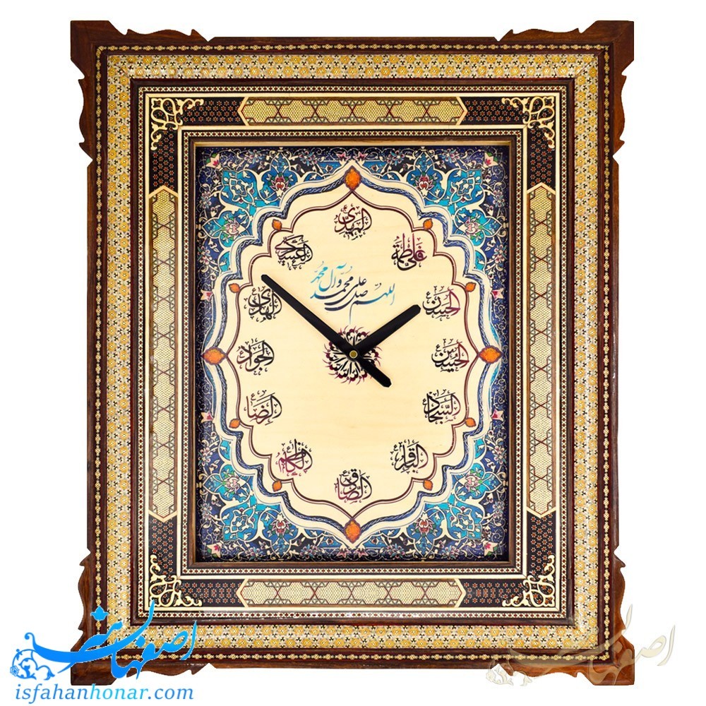 ساعت خاتم کاری دوازده امام ابعاد 60×50 سانتیمتر